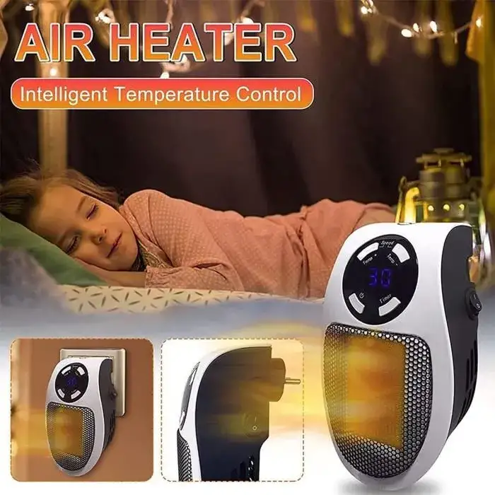 Priz Tipi Uzaktan Kumandalı Taşınabilir Isıtıcı Zamanlayıcı - Otomatik Kapanma 500w