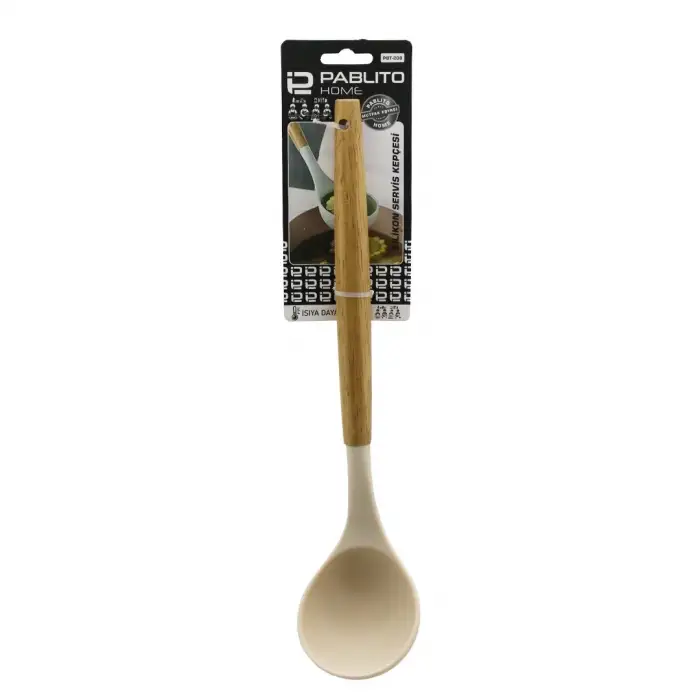 Pablıto Home Pbt-208 ( 30.8cm ) ( Silikon ) ( Servis Kepçesi ) ( Ahşap Bambu Sap )*24x6