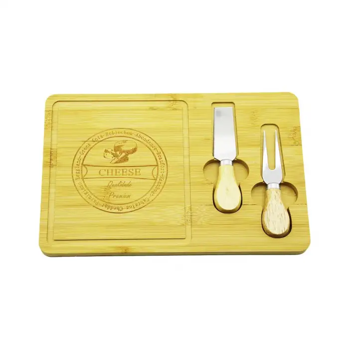 Pablıto Home Pbt-330 (bıçak Sağ) (ahşap Bambu) Kahvaltı Peynir Sunum Pano (2peynir Bıçak=ahşap Saplı)(19x29cm &1.5cm)*36