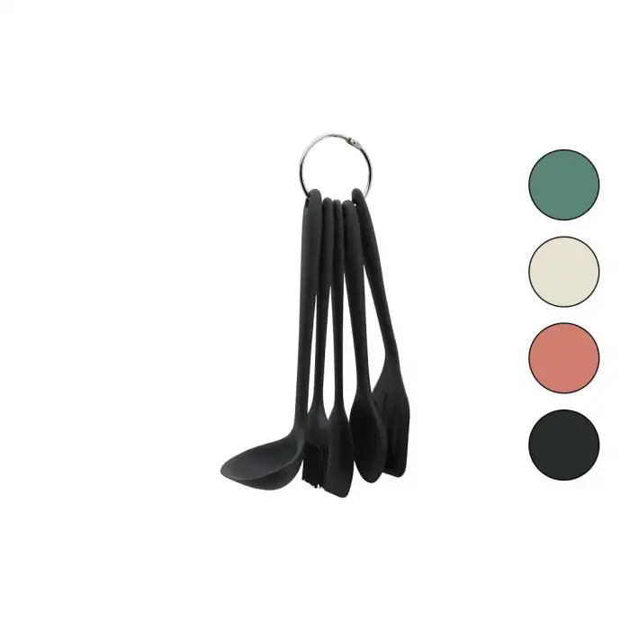 Pablıto Home Pbt-514 ( 5pcs ) ( Mini=20-21cm) (renkli Silikon) Mutfak Servis Seti (kaşık & Kepçe & Yan & Delikli Spatula & Y.fırçası)*72