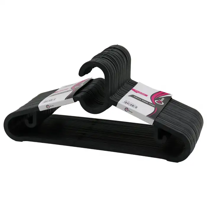 Pihome Pi-540 ( 40pcs ) ( More Slim ) ( Siyah Plastik ) Elbise Askısı*12=k