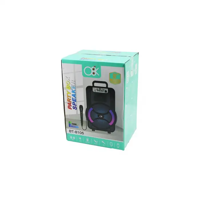 Platoon Bt-8105 ( 8 ) Speaker Mikrofonlu Işıklı Hoparlör (2400mah) ( Bluetooth ) ( Usb & Aux & Tf & Bluetooht & Dc 5v )*12
