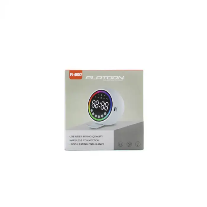 Platoon Pl-4652 Dijital Saat & Bluetooth Wireless ( Mini ) Hoparlör Speaker ( Usb Şarjlı & Işıklı ) ( 5w )*80