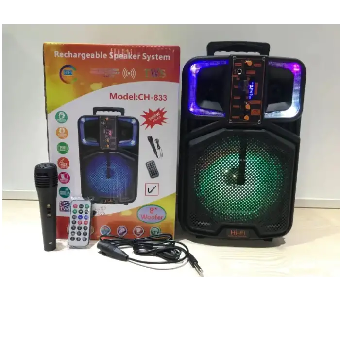 Platoon Usb+SD+Bluetooth Hoparlör Çek Çek 8 İnç RGB Işıklı ( CH-833 )