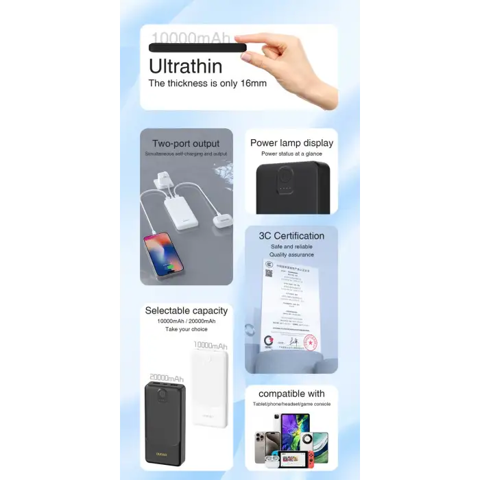 Powerbank Dudao K10 10000mah 2.4a 2 X Usb-a - Siyah