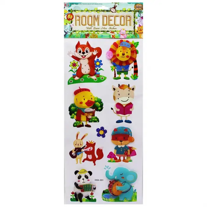 Room Decor-10495 Xma-001 ( Şirin Hayvan Figürlü ) Duvar Sticker Mix ( 8d ) ( 8-9pcs )*800