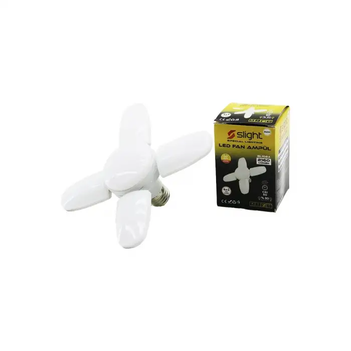Slight Sl-1024 (4 Kollu+1 Göbekli) ( 24w & E27 ) Led Lamba Fan Ampul (4-katlanır Pervane Model) (2160lümen& 6500k )(20.000 Saat)*69