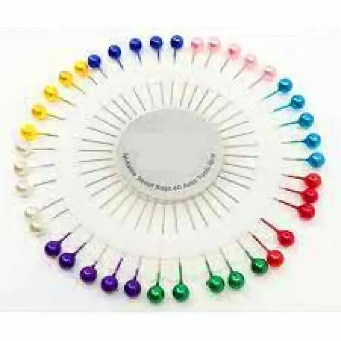Taksun Mls-6038 Renkli Yuvarlak Disk ( 40pcs ) Başörtü İğnesi*36x40