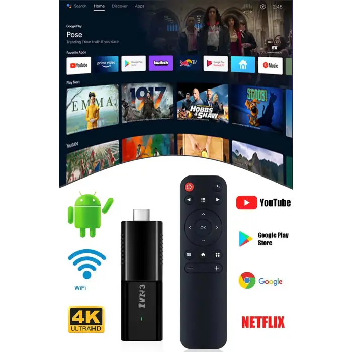 Tvr3 Box S Tv Stick Android Box 4k Android 13 Sürüm 2gb Ram 16gb Hafıza Wifi 2.4 Android Tv