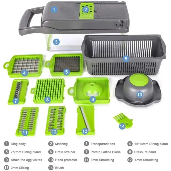 Veggie Slicer Sebze Doğrayıcı Sebze Dilimleyici 14 Pcs