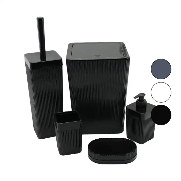 Vialex Columb Dvm Pls.elegance ( 5pcs ) Banyo Seti ( Çöp Kova & Wc Fırça & 2pcs Sabunluk & D.fırçalık ) Mix Koli*6=k