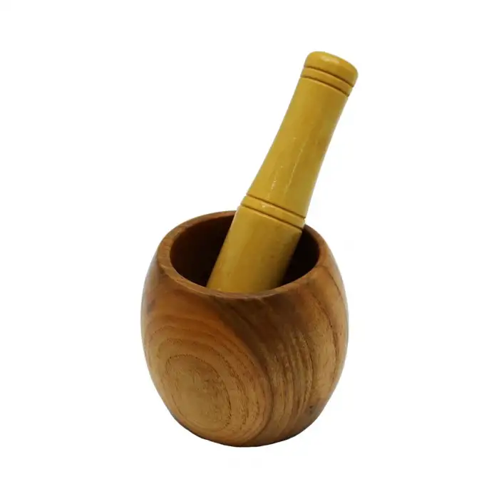 Yakut-10575 Ahşap Bambu Havan Sarımsak Dövecek ( Ç: 8cm--d:5.5cm--y:9.5cm ) ( Fileli Ambalaj)*64
