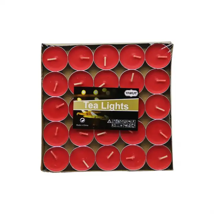 Yakut-11237 ( 25pcs ) ( Kırmızı Yuvarlak ) Tea Light Mum*80