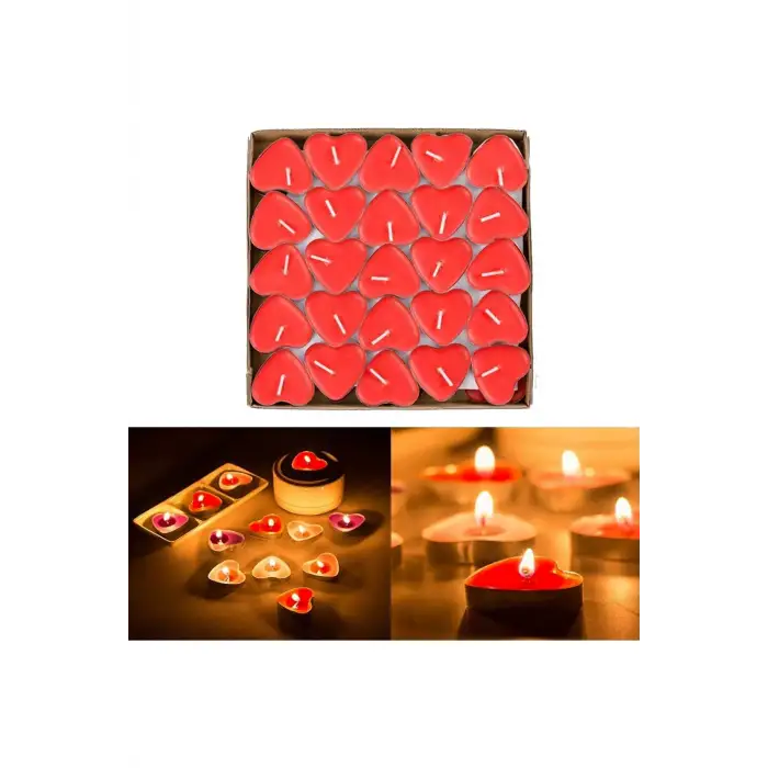 Yakut-8085 ( 25pcs ) ( Kırmızı & Kalpli ) Tea Lights Mum*80