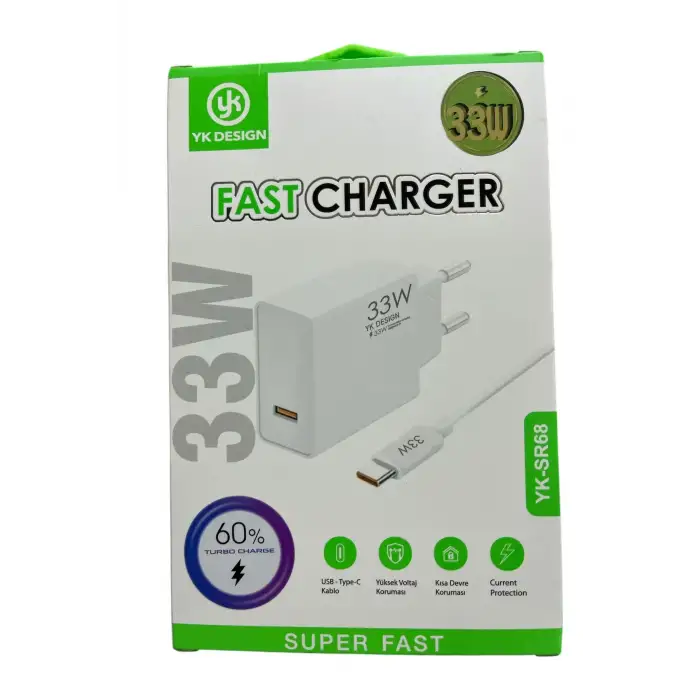 Yk Desing Yk-sr68 Usb Type-c 33w Şarj Aleti