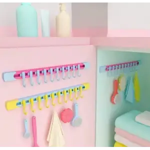 10 Kancalı Raylı Mutfak ve Banyo Düzenleyici Askı 30 cm