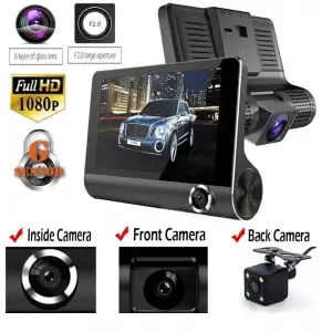 4 İnç Araç İçi Kamera Kaydedici Çift Ön Ve Arka Hd 1080p Gece Görüşlü Araç Kamerası
