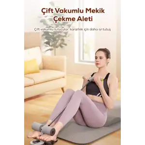 Çift Vantuzlu Mekik Çekme Plastik Spor Aleti Direnç Lastikli Egonex