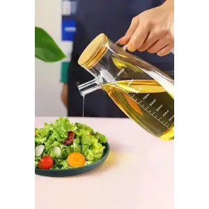 Bambu Kapaklı Cam Yağdanlık