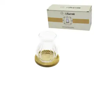 Barotti Dmr-9156 ( 6pcs ) ( Bambu Tabaklı ) Cam Çay Keyfi Ala Bardak*24=k