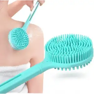 Çift Taraflı Silikon Uzun Saplı Banyo Fırçası Cm-331