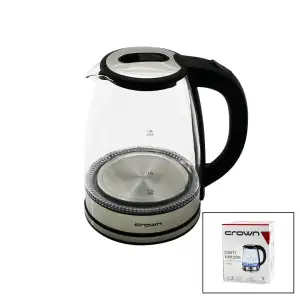 Crown Crw-7204 ( Cam & Ledli ) Kettle ( 1.8lt ) ( 1500w ) ( Çelik Taban & Krom Kapak ) (360° Gövde ) ( Plastik Kulp )*6