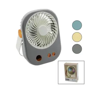 Hasuba Hs-285 Portable Table (mini Fan) Masa Üstü (usb Şarjlı) (ışıklı) (2in1 Kullanım Kulp=taşıma & Duruş) (3 Kademe Hız) (15.7x11.8cm)*120