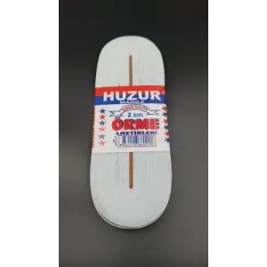 Huzur ( Beyaz & 2cm ) Paça Lastik Yassı Geniş 10mt*50
