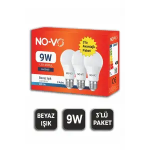 Novo 3’lü Led Ampul 9w Beyaz Işık E27