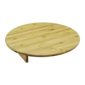 Pablıto Home Pbt-072 (yuvaralak) (mini Sofra Model=çap:45cm & Y:8.5cm) Ayaklı Bambu Ahşap Kesim Panosu*12