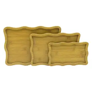 Pablıto Home Pbt-314 ( Dikdörtgen ) ( Dalgalı Kenar) ( 3 Boy ) ( Ahşap Mdf ) Sunum Tepsi Seti ( 13.5 X 23.5 - 19.5 X 29.5 - 23.5 X 33.5cm)*24