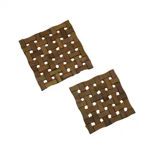 Pablıto Home Tata Pbt-044 ( 2pcs ) ( Kare=16cm--19cm ) Bambu Ahşap Nihale*6x20