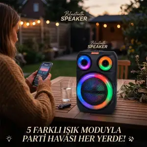 Platoon Pl-4671 ( 8 ) Speaker Hoparlör ( Bluetooth ) ( Wıreless Speaker ) ( 5 Farklı Işıklı ) ( Usb & Bluetooht & Dc 5v )25w*8