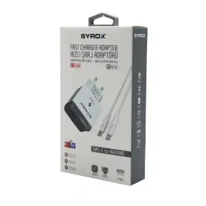 Syrox Pd18l ( İphone ) ( Type-c To Lıghtnıng ) ( Hızlı ) Ev Şarj Seti 3.0a 18w Pd*200