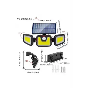 Volemi Üçlü Solar Led Projektör – Beyaz Işık – Sensörlü Dış Mekân Aydınlatma