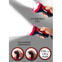 İtalyano Şarjlı 10w Projektör Led El Feneri 2 Mod Aydınlatmalı Uzun Menzil Işıldak Kambur Fener