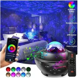 Yıldızlı Projektör Tavan Bulutsu Galaxy Lazer Işıklı Disko Topu Bluetooth Hoparlör Parti Led Lambası