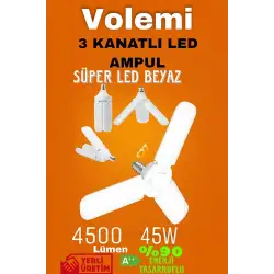 Volemi Pervane LED Ampül 3 Kanatlı 220V 45W 4500 Lümen Beyaz E27