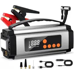 Pro Akü Takviye Şarj Cihazı 10000 Mah Akü Takviye Cihazı Akü Şarj Cihazı Lastik Şişirme Pompası 4in1 Jump Starter