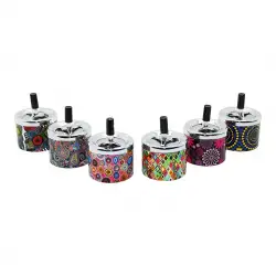 ASHTRAY YAKUT-11472 ( YUVARLAK & METAL ) ( BASMALI ) KÜLLÜK ( RENKLİ DESENLİ )*120