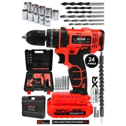 Assur 12v Çift Akülü Vidalama Metal Şanzıman Şarjlı Darbeli Matkap