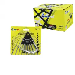 Azm ( 9pcs ) Mini & Kısa Alyan Anahtar Seti Takım ( No-1.5 - 2 - 2.5 - 3 - 3.5 - 4 - 5 - 6 - 8 ) ( Üçgen Stand Askılık )*24x8