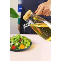 Bambu Kapaklı Cam Yağdanlık