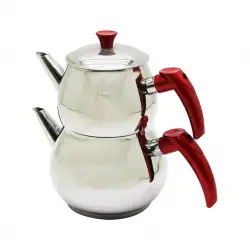 Ems Mar ( Aile ) ( Büyük ) Boy Küre Çelik Çaydanlık Seti ( Üst: 1.2lt & Alt: 2lt )*8