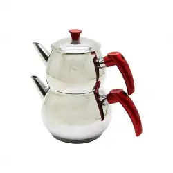 Ems Mar ( Orta ) Boy Küre Çelik Çaydanlık Seti ( Üst: 1lt & Alt: 1.60lt )*8