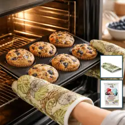 Gülev Duck-69983 ( 2pcs Set=eldiven & Tutacak ) ( Elyaf Korumalı ) Fırın Eldiven Seti*12x25