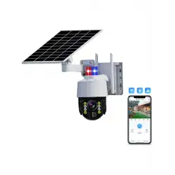 Güneş Panelli Sim Kart Ile Çalışan 4g+ Wi-fi 5mp Outdoor Dış Mekan Güvenlik Kamerası - Beyaz