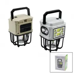 Hellocloud Hc-7677b (3in1= 2-led Fener & Cob Led & 1-rustik Ampul ) Kamp & Bahçe Fener (solar & Şarjlı) (powerbank)*60