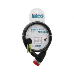 İBİCO İ18-052 ( ANAHTARLI ) ( PLASTİK KAFA ) BİSİKLET KİLİT ( 12MMX80CM )*120