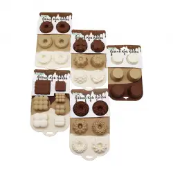 İbico İ22-002 ( Klasik Çizgili Şekil) ( 6lı & Mini ) (silikon) Muffin Kek Kalıp ( Askılıklı Kartela )*10x12